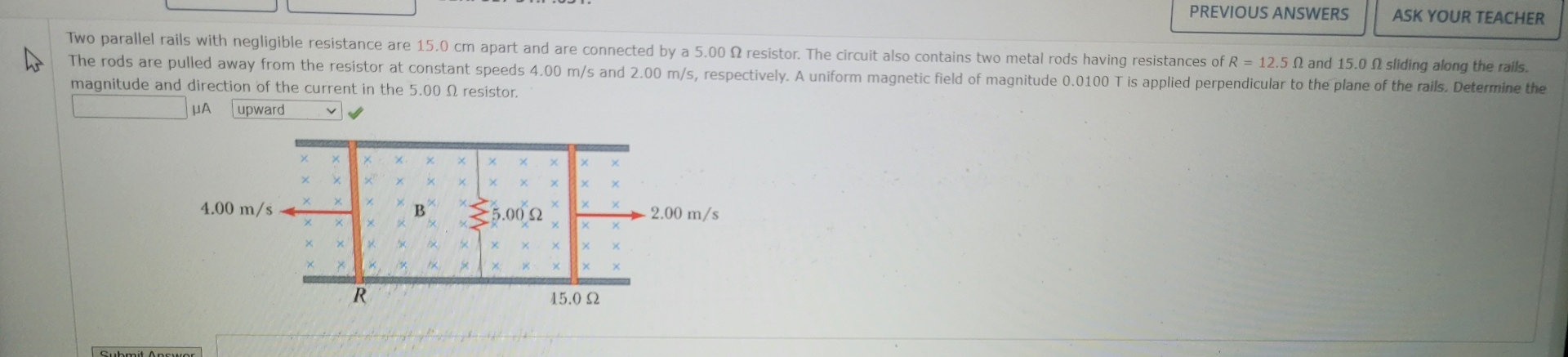 Two parallel rails with negligible resistance are