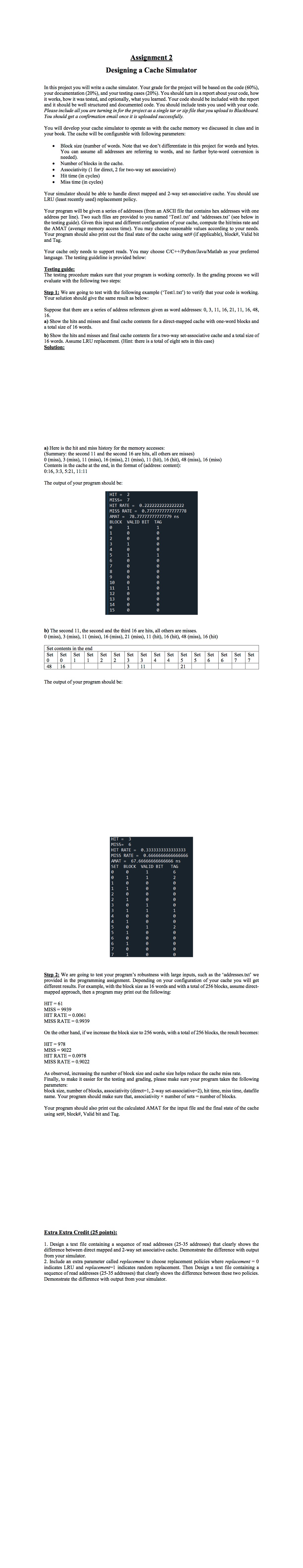 Assignment 2 Designing a Cache Simulato You