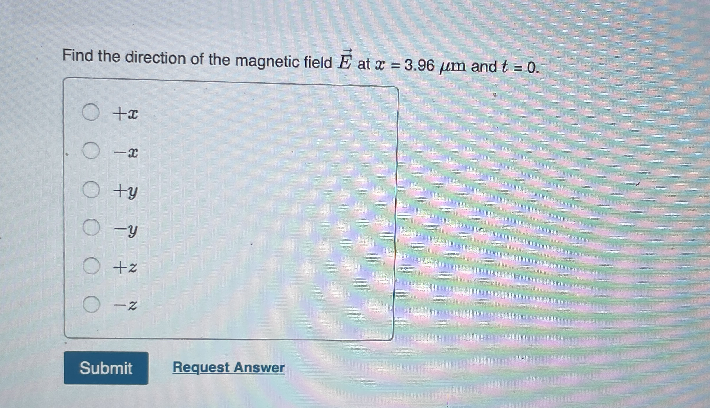 Find the direction of the magnetic field vec ( E