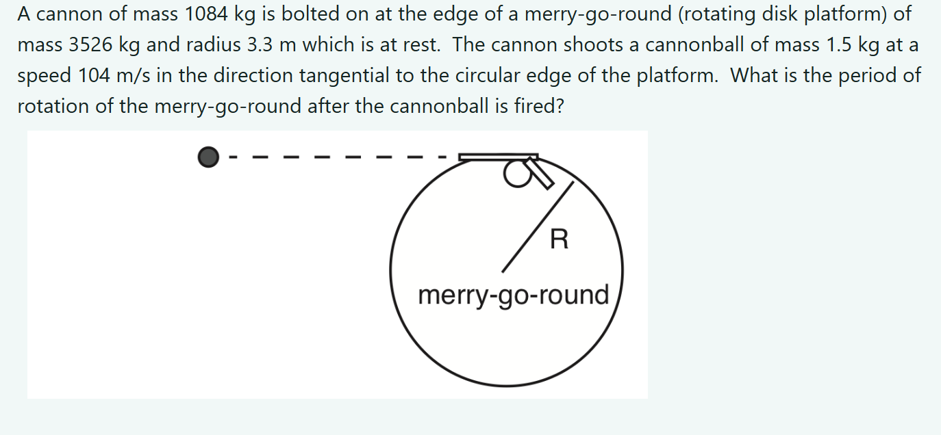 A cannon of mass 1 0 8 4 kg is bolted on at the
