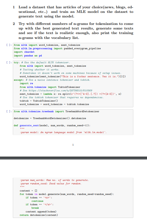 1 Load a dataset that has articles of your choice