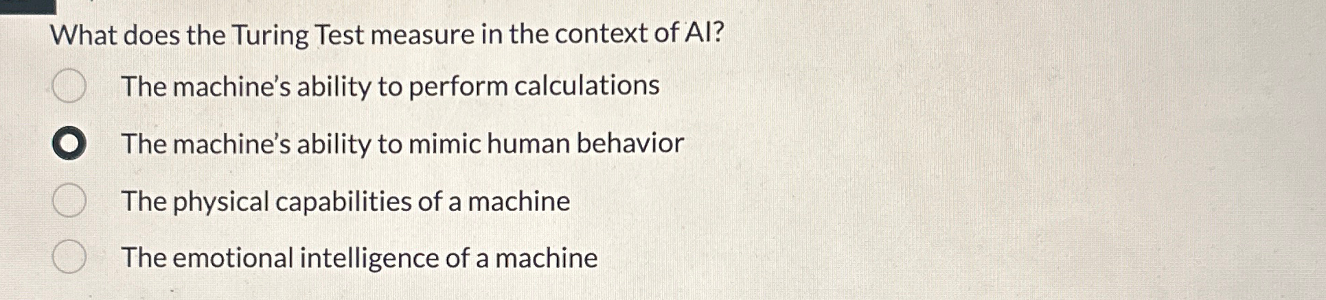 What does the Turing Test measure in the context