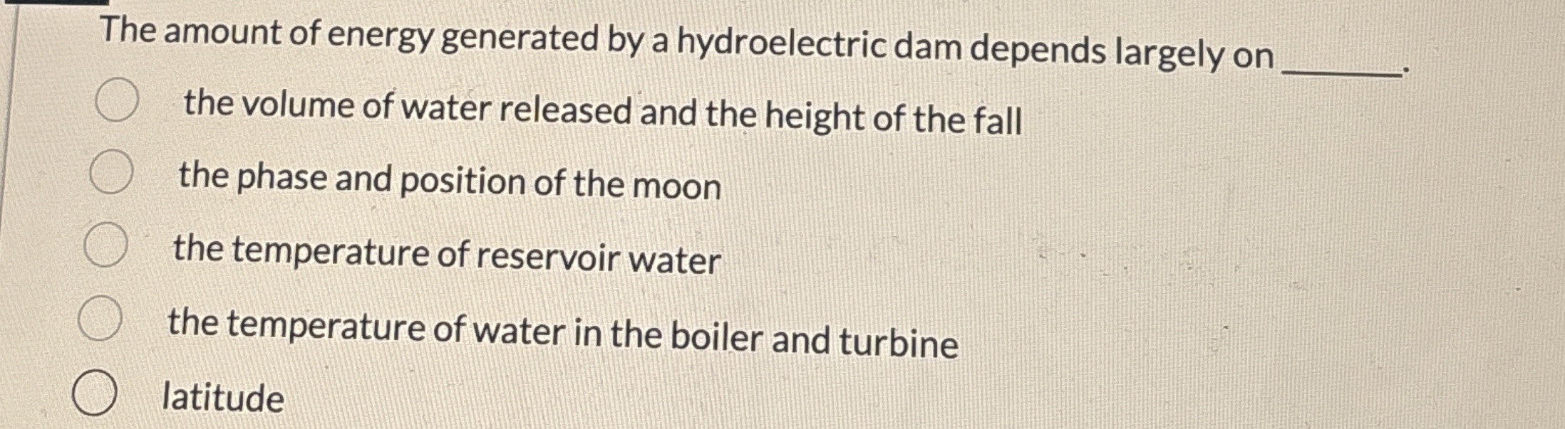 The amount of energy generated by a hydroelectric