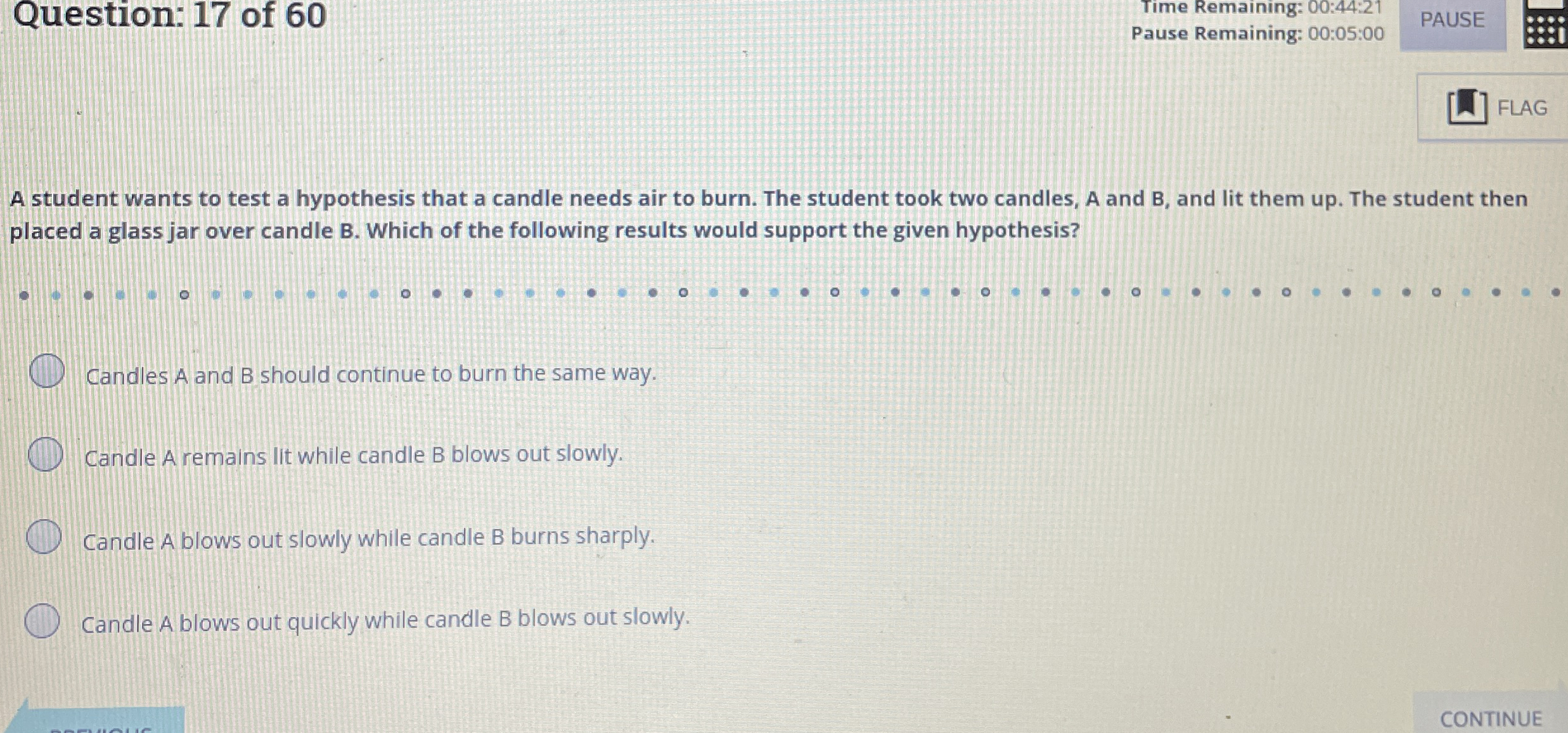 Question: 1 7 of 6 0 Time Remaining: 0 0 : 4 4 :