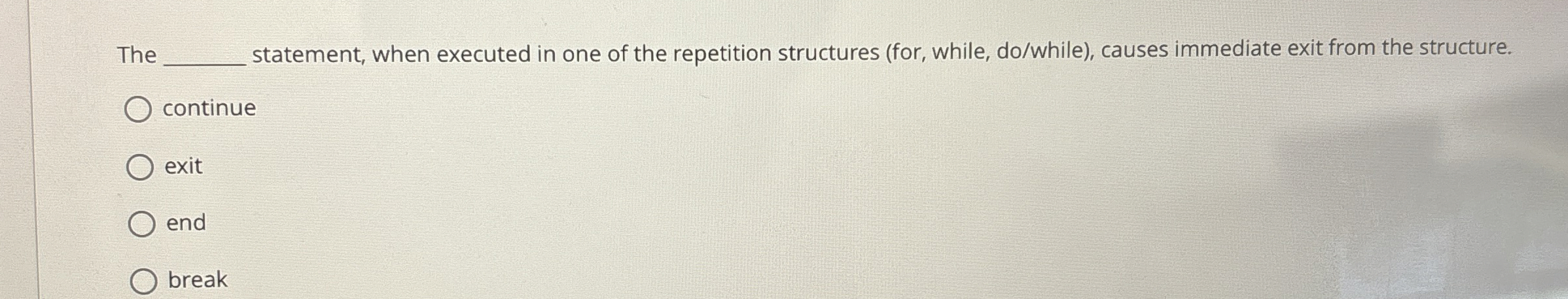 The statement, when executed in one of the