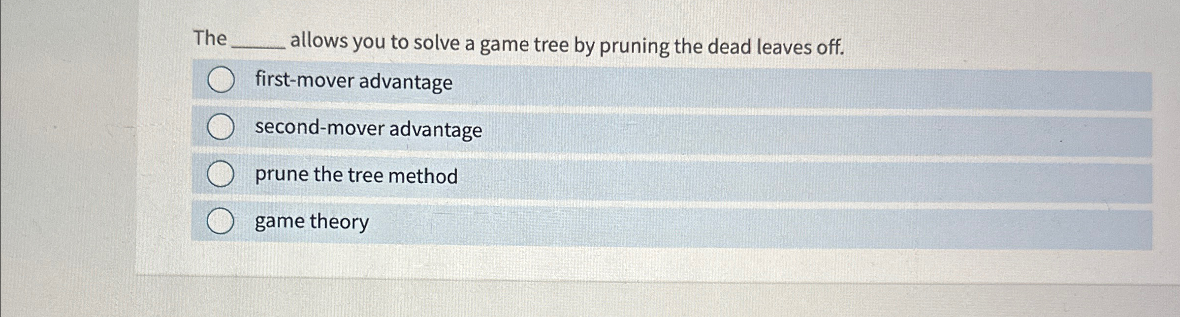 The q , allows you to solve a game tree by