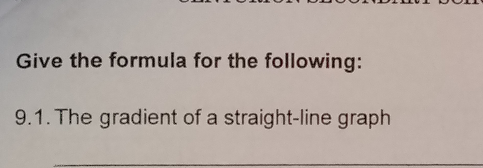 Give the formula for the following: 9 . 1 . The