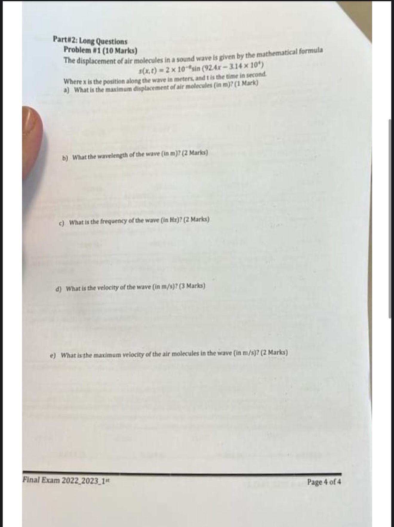 Partili: Long Questions Problem II ( 1 0 Marks )