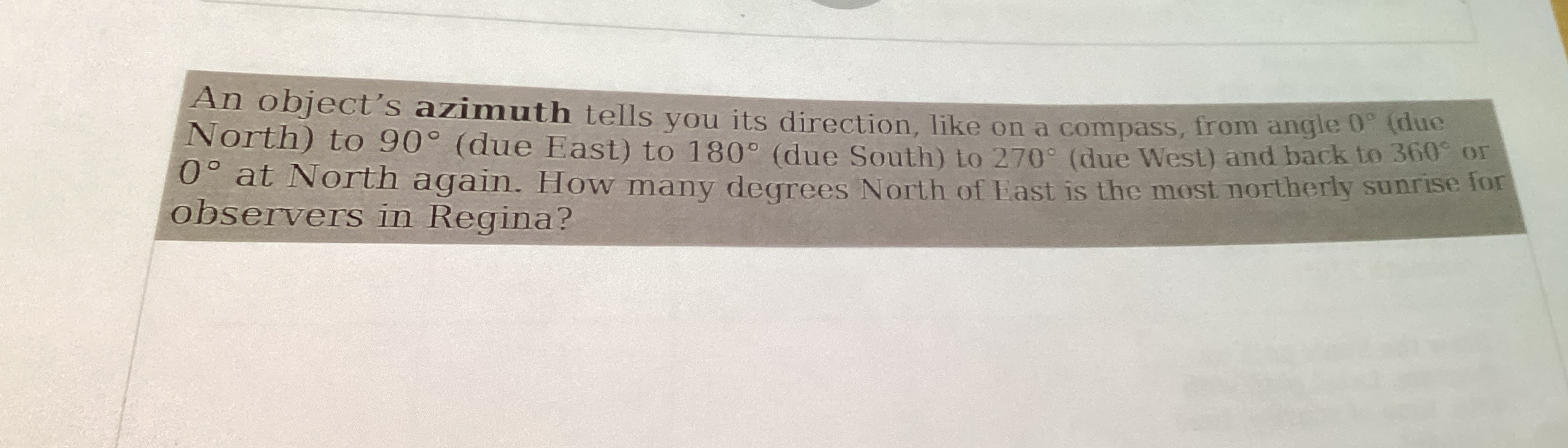 An object's azimuth tells you its direction, like