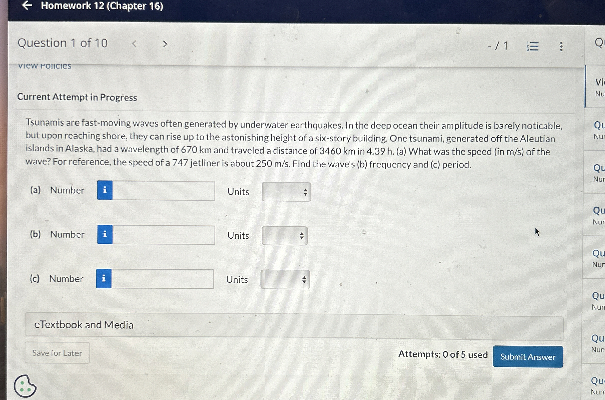 Homework 1 2 ( Chapter 1 6 ) Question 1 of 1 0 /