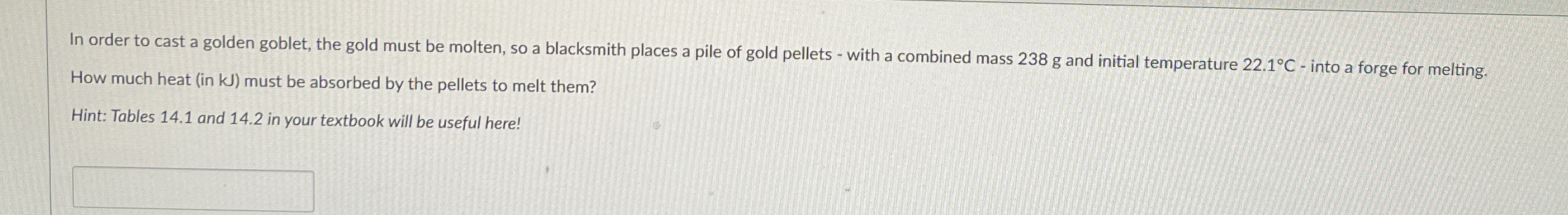 In order to cast a golden goblet, the gold must