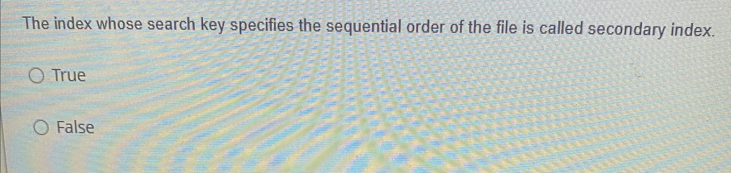 The index whose search key specifies the