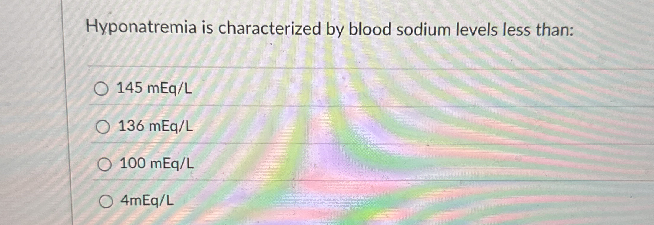 Hyponatremia is characterized by blood sodium