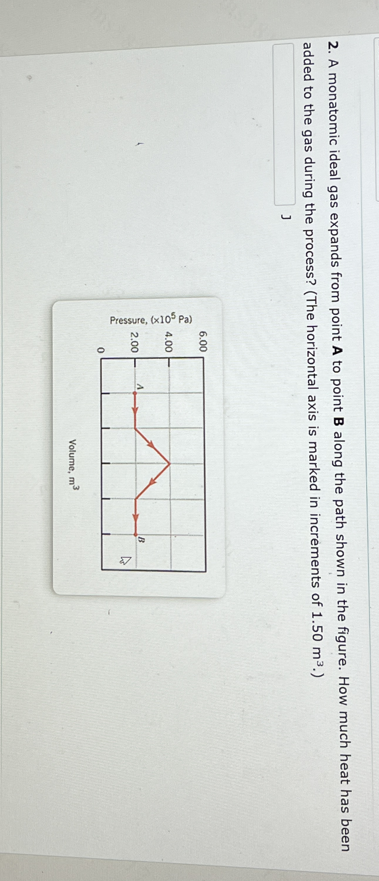 A monatomic ideal gas expands from point A to