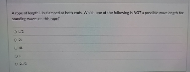 A rope of length L is clamped at both ends. Which