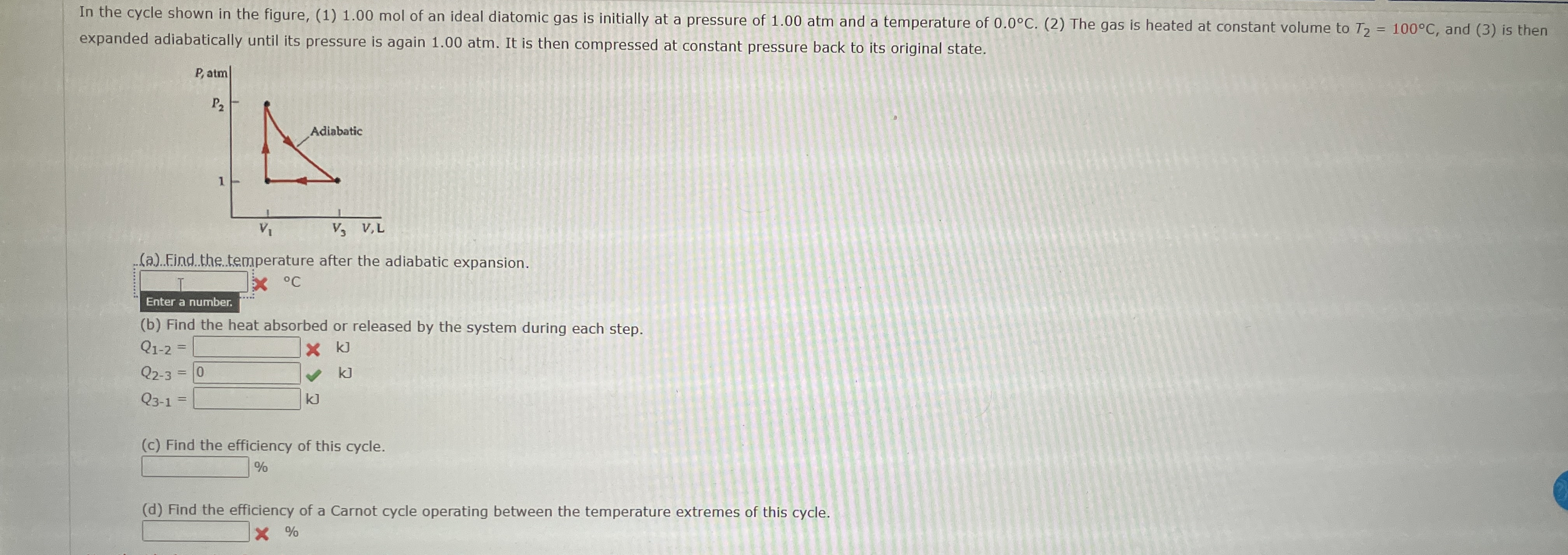 expanded adiabatically until its pressure is