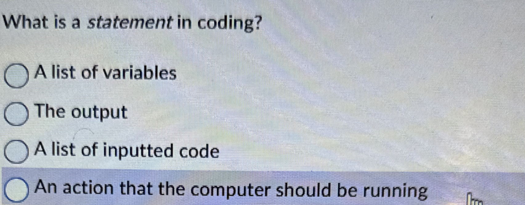 What is a statement in coding? A list of