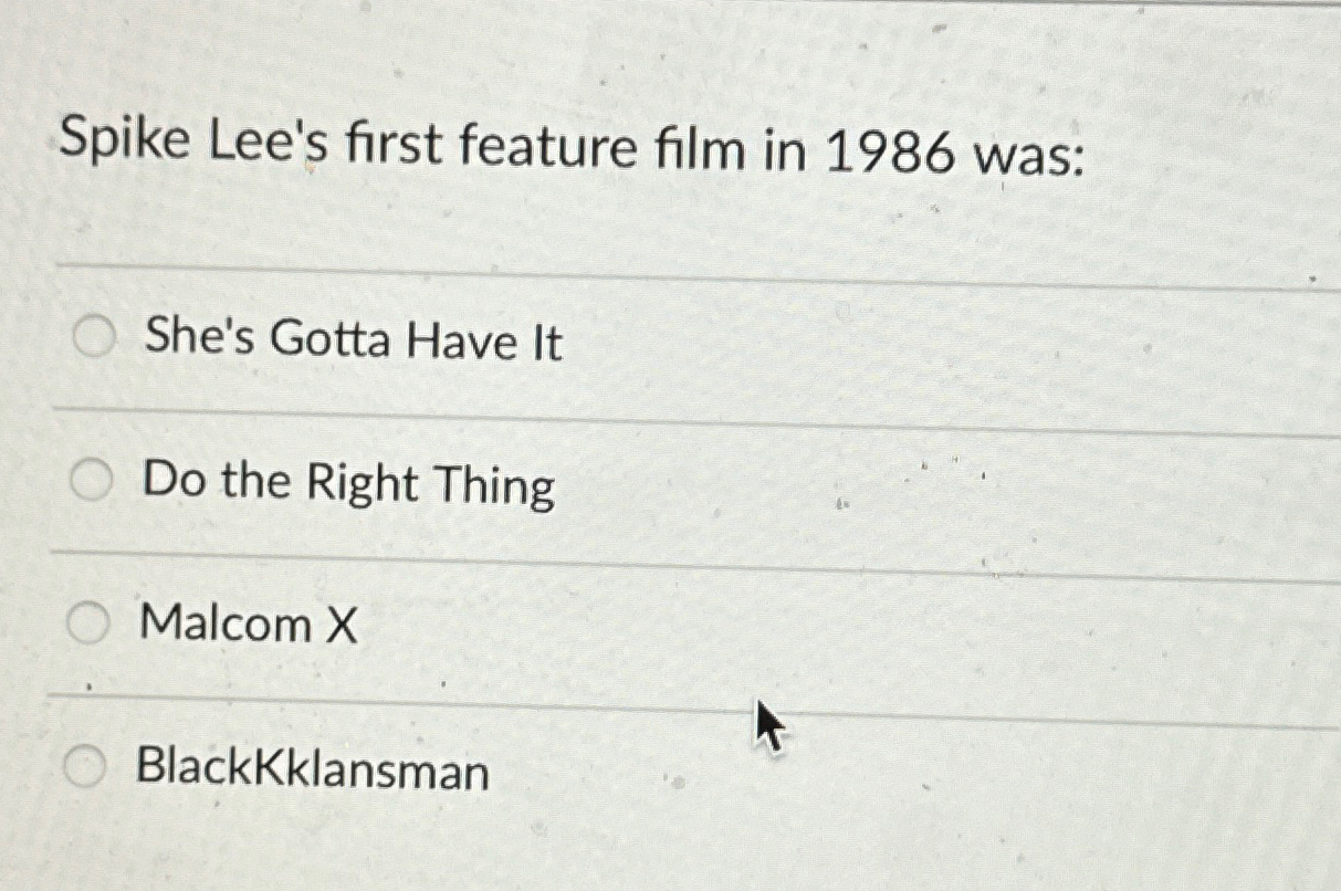 Spike Lee's first feature film in 1 9 8 6 was: