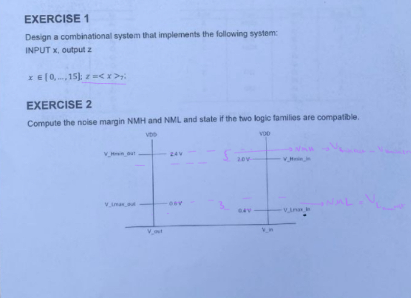 EXERCISE 1 Design a combinational system that