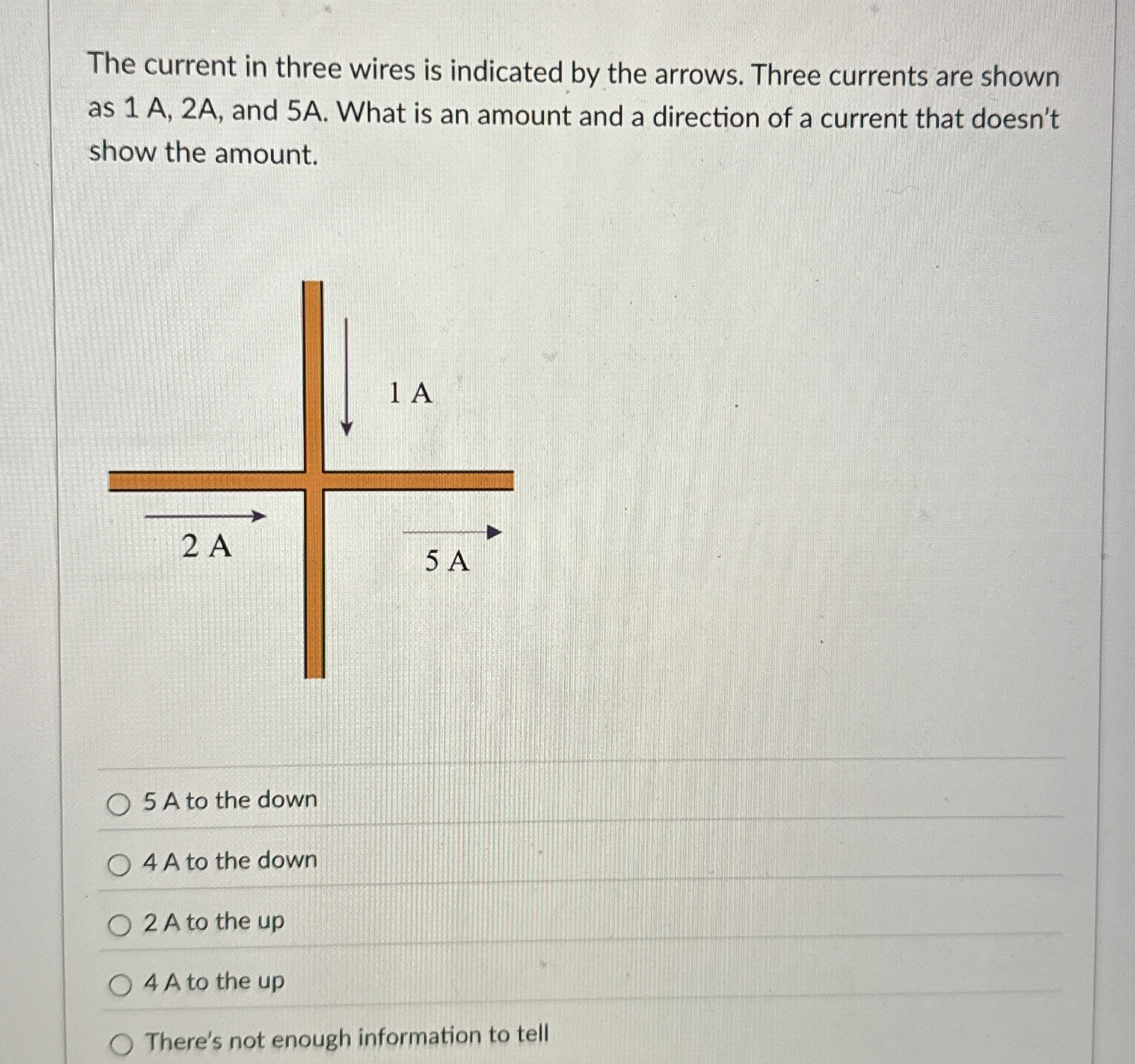 The current in three wires is indicated by the