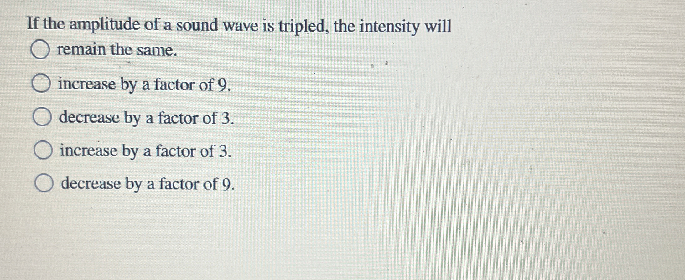 If the amplitude of a sound wave is tripled, the