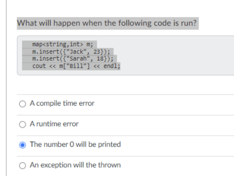 What will happen when the following code is run?