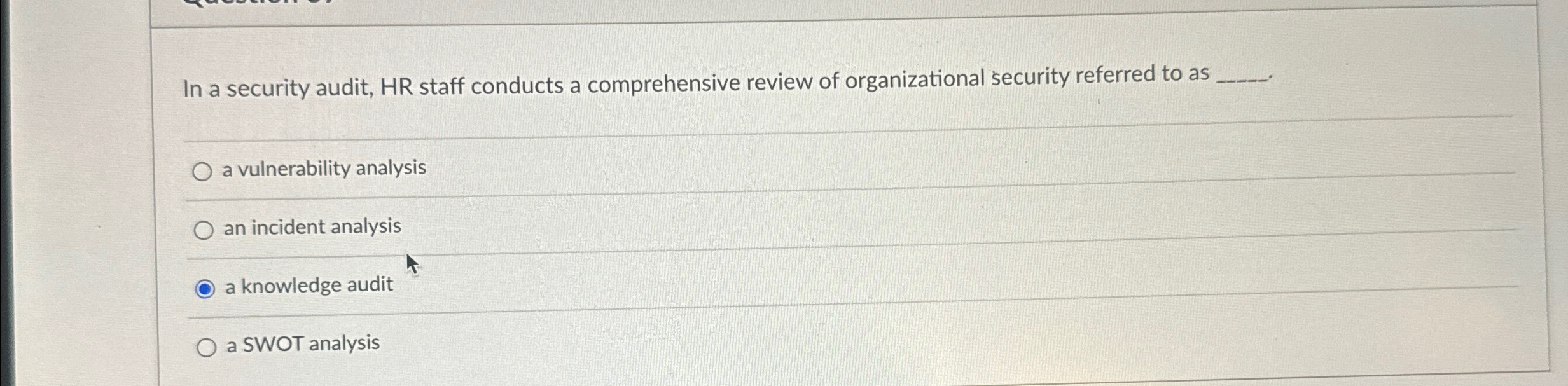 In a security audit, HR staff conducts a