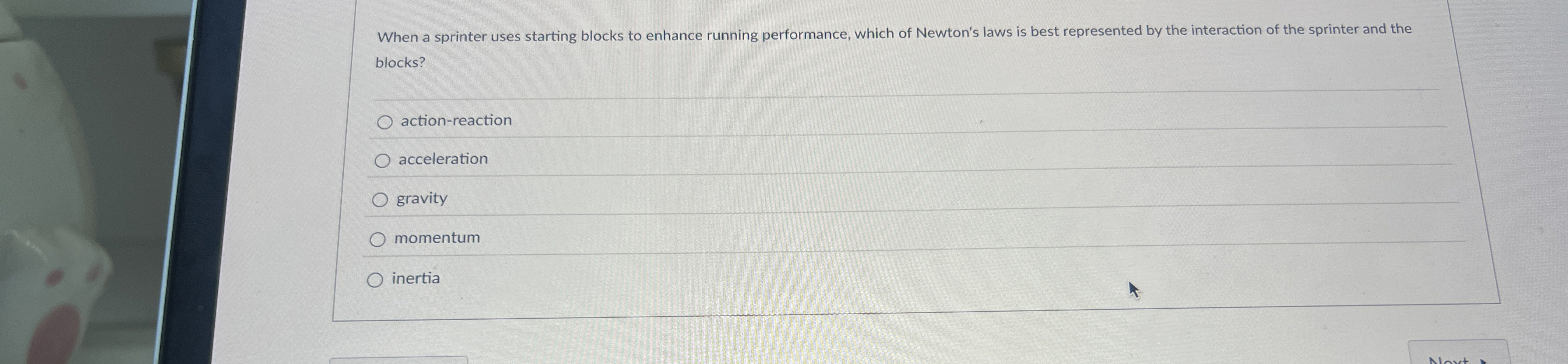 When a sprinter uses starting blocks to enhance