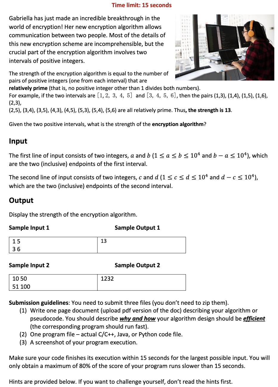Time limit: 1 5 seconds Gabriella has just made