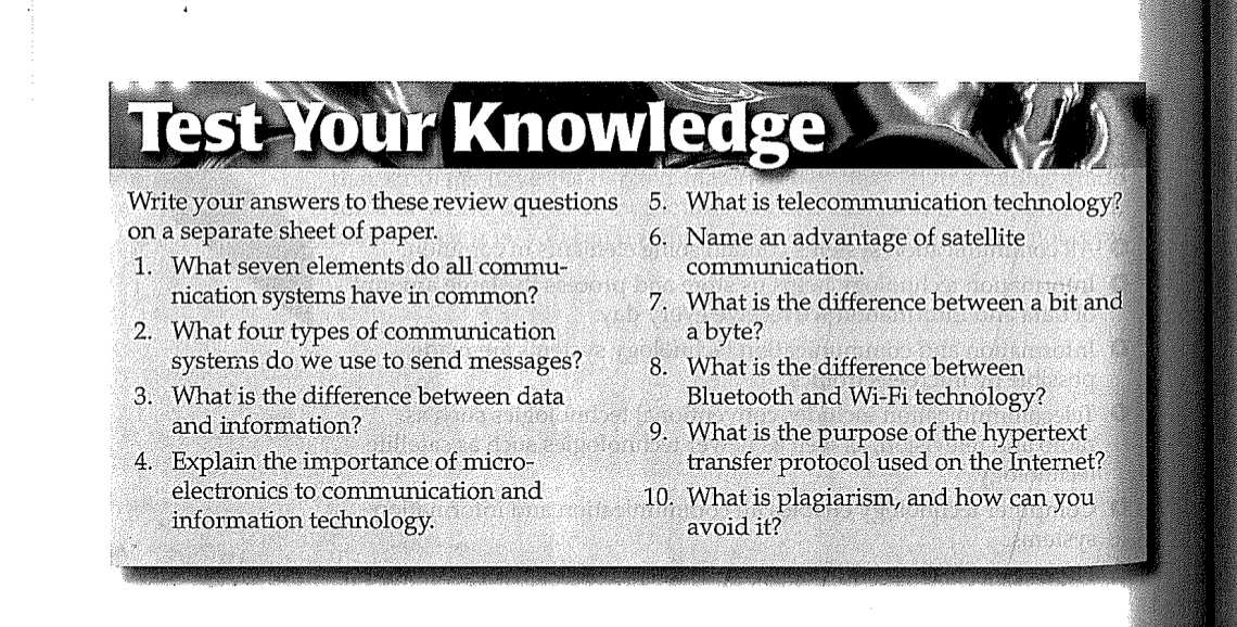 Bsi oul Knomerge Write your answers to these