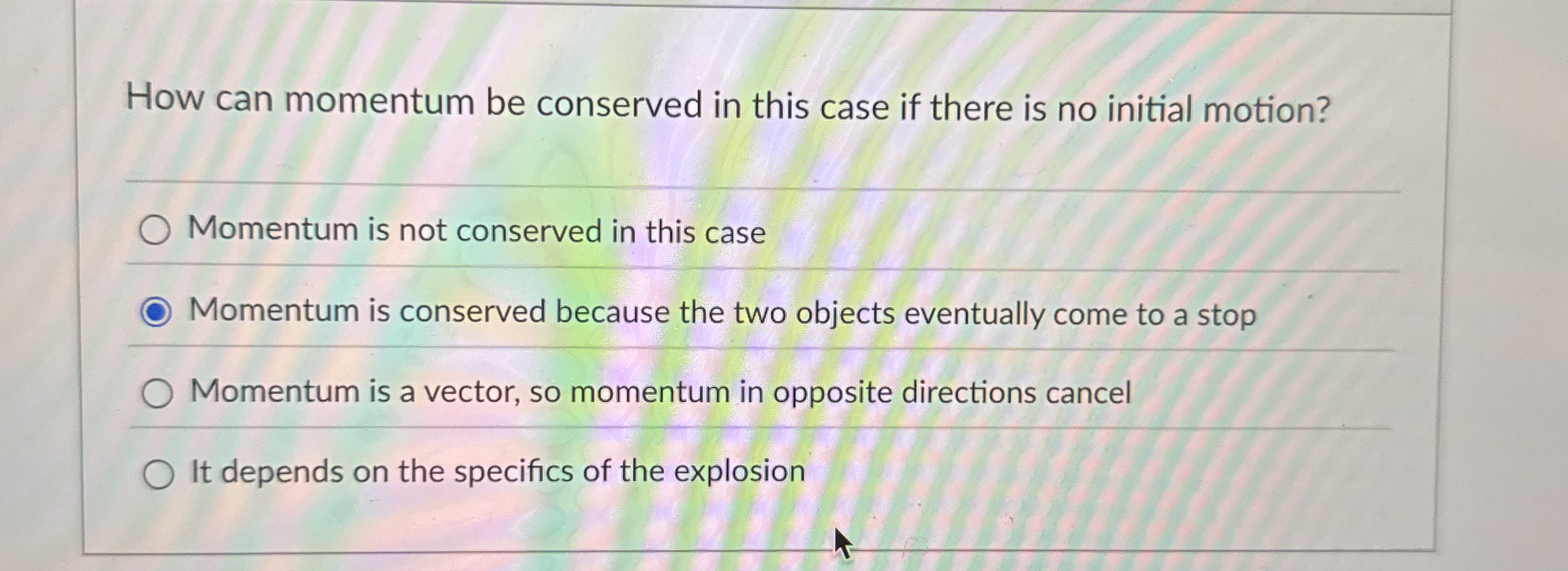 How can momentum be conserved in this case if