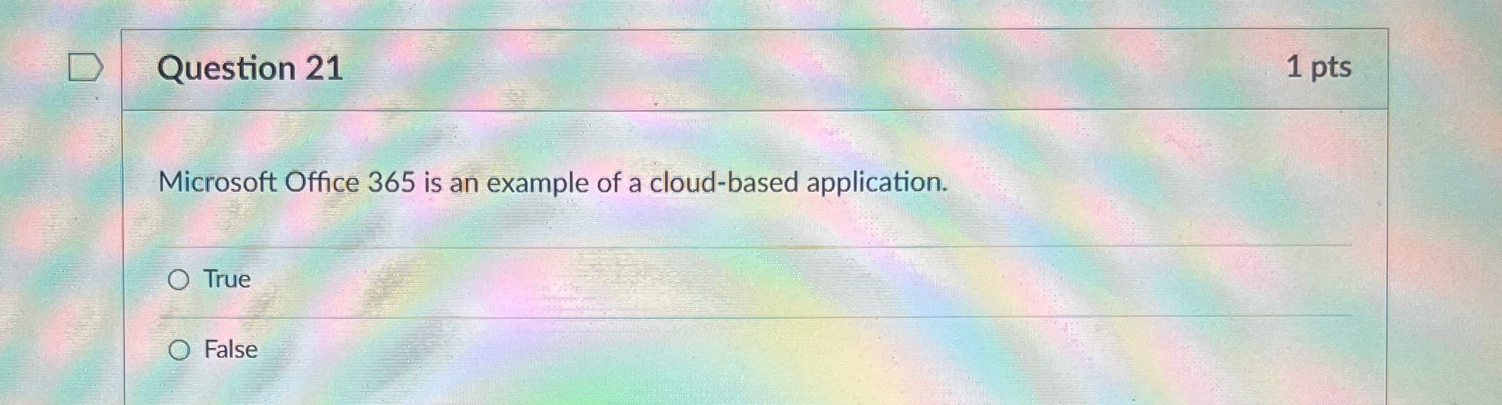 Question 2 1 1 p t s Microsoft Office 3 6 5 is an