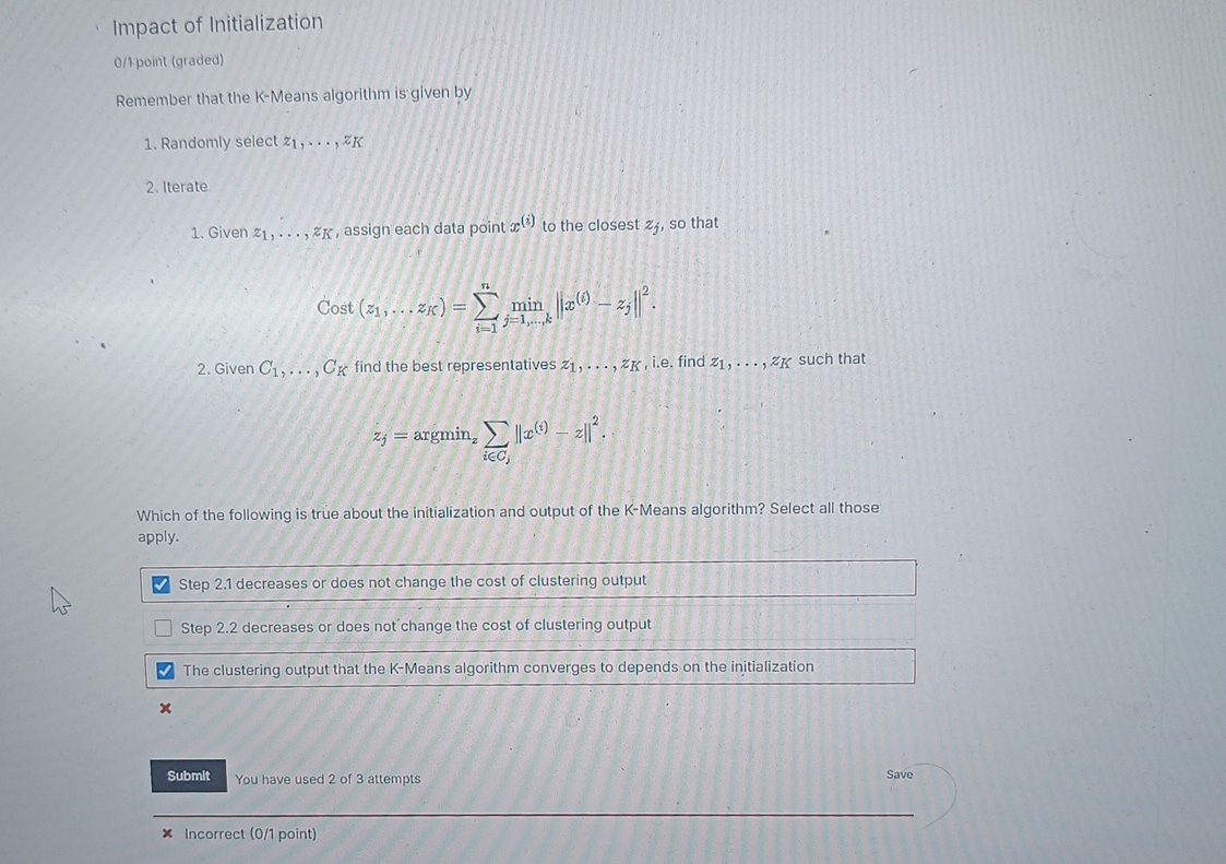 Impact of Initialization 0 1 point ( graded )