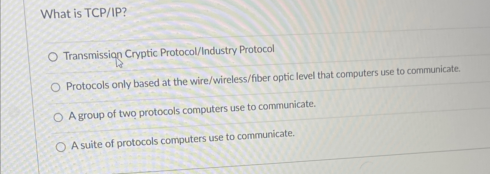 What is TCP / IP ? Transmission Cryptic Protocol