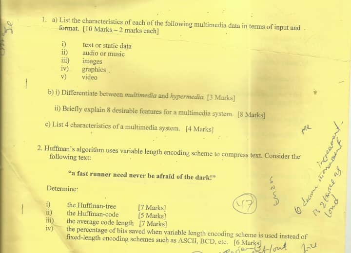 a ) List the characteristics of each of the