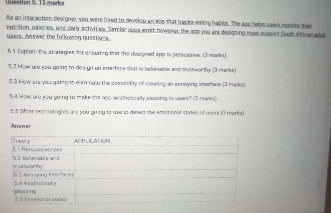 Question 5 : 1 5 marks As an interaction