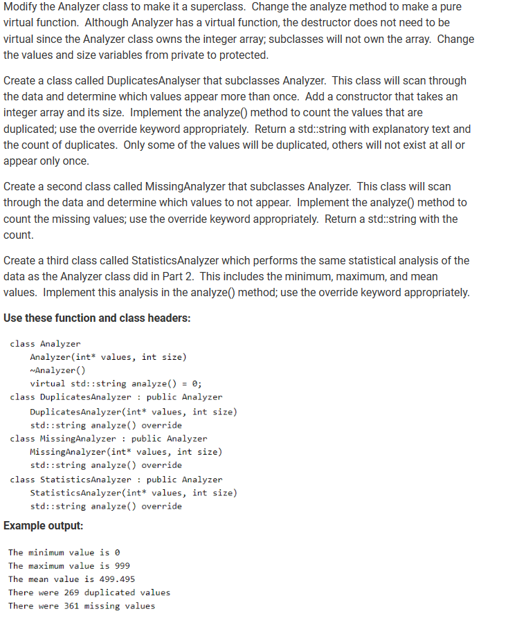 Modify the Analyzer class to make it a superclas.