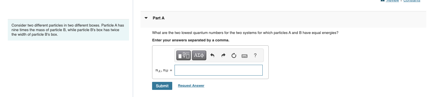 Consider two different particles in two different