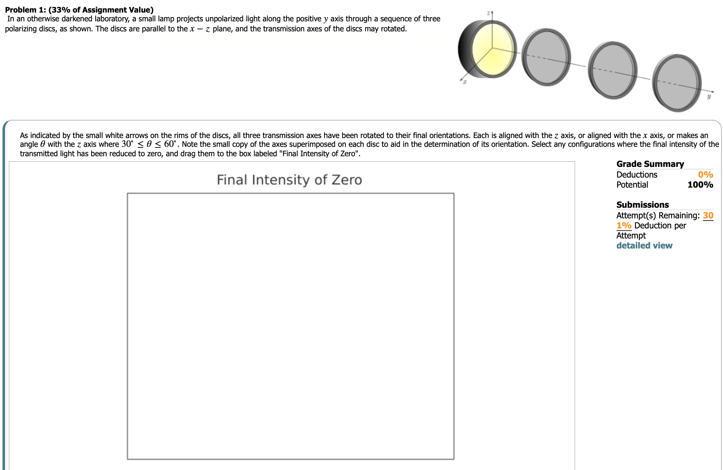 In an otherwise darkened laboratory, a small lamp