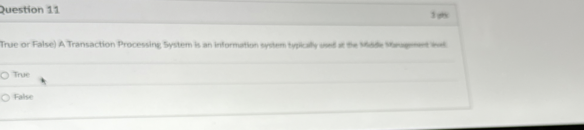 Question 1 1 True or False ) A Transaction