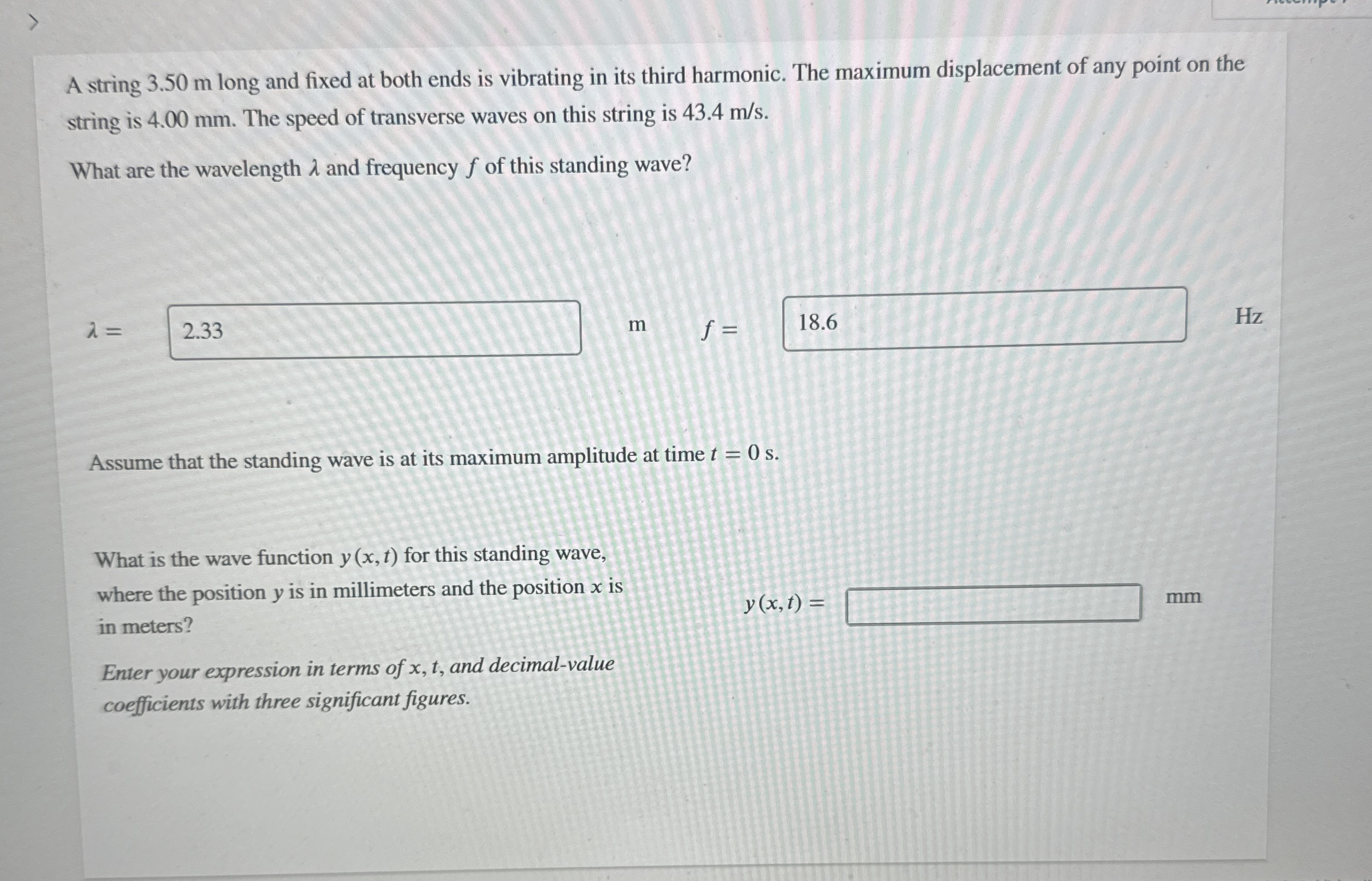 A string 3 . 5 0 m long and fixed at both ends is