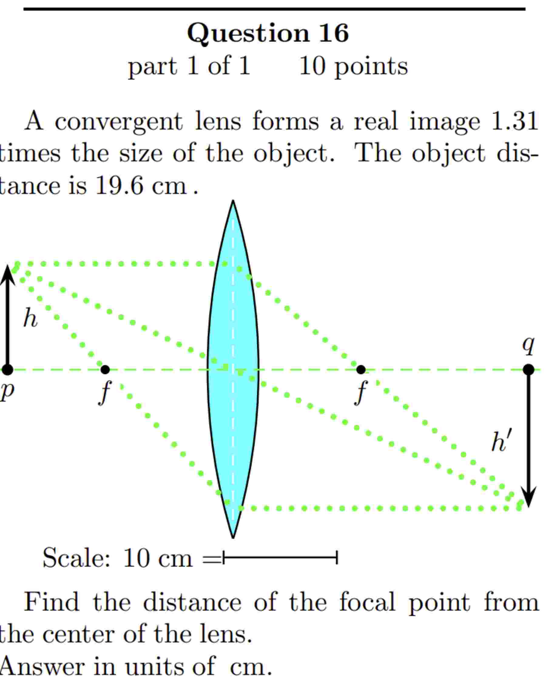 A convergent lens forms a real image 1 . 3 1