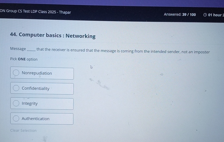 ON Group CS Test LDP Class 2 0 2 5 - Thapar