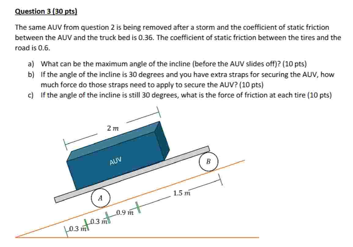 Question 3 ( 3 0 pts ) The same AUV from question