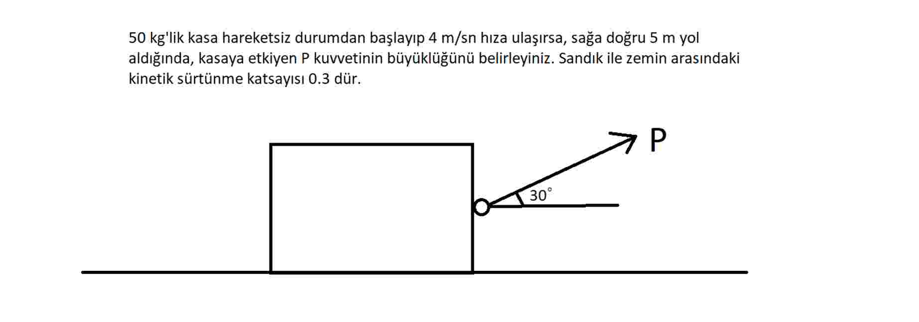 5 0 kg 'lik kasa hareketsiz durumdan ba lay p 4 m
