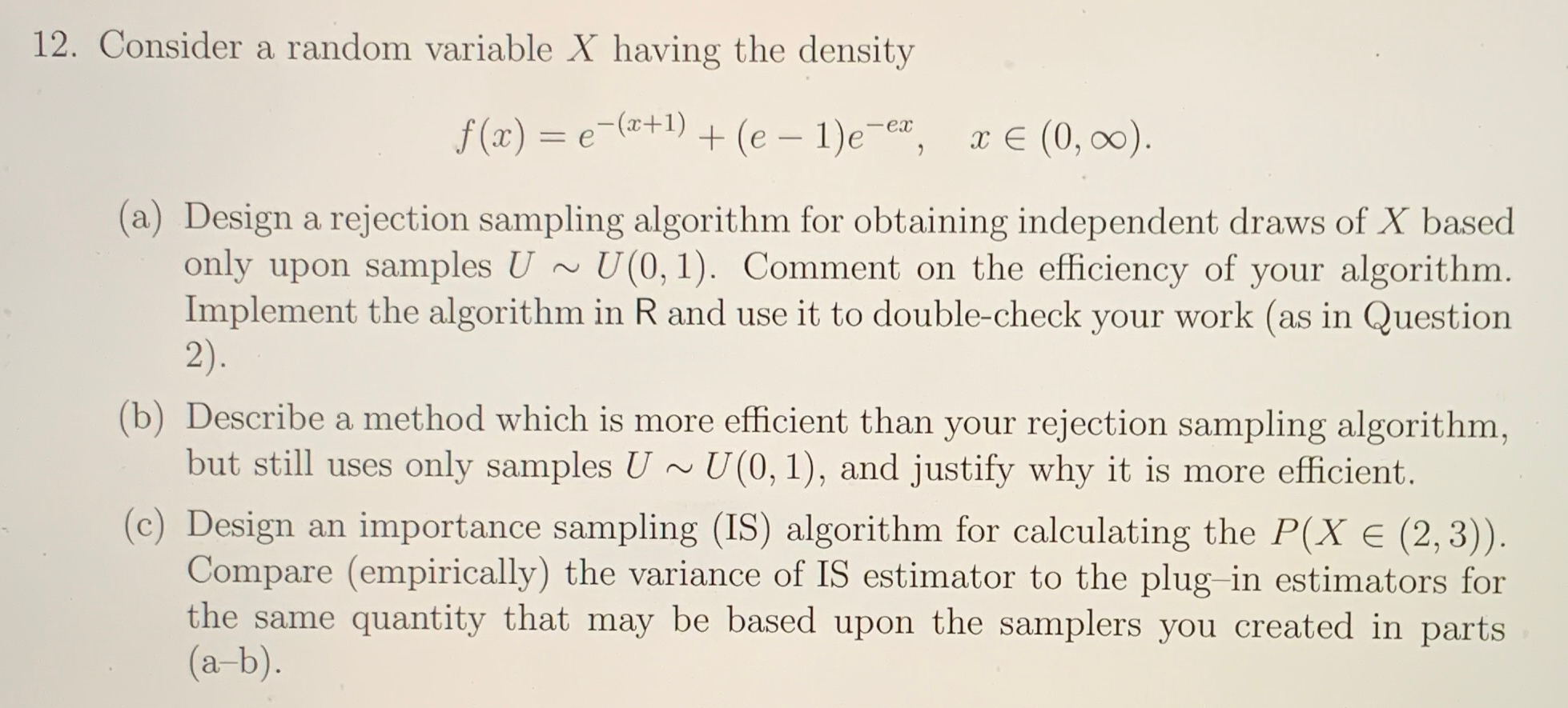 Consider a random variable x having the density f