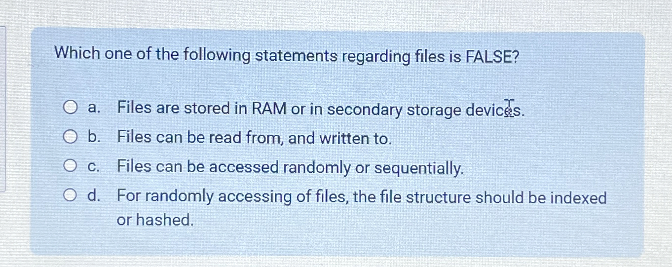 Which one of the following statements regarding