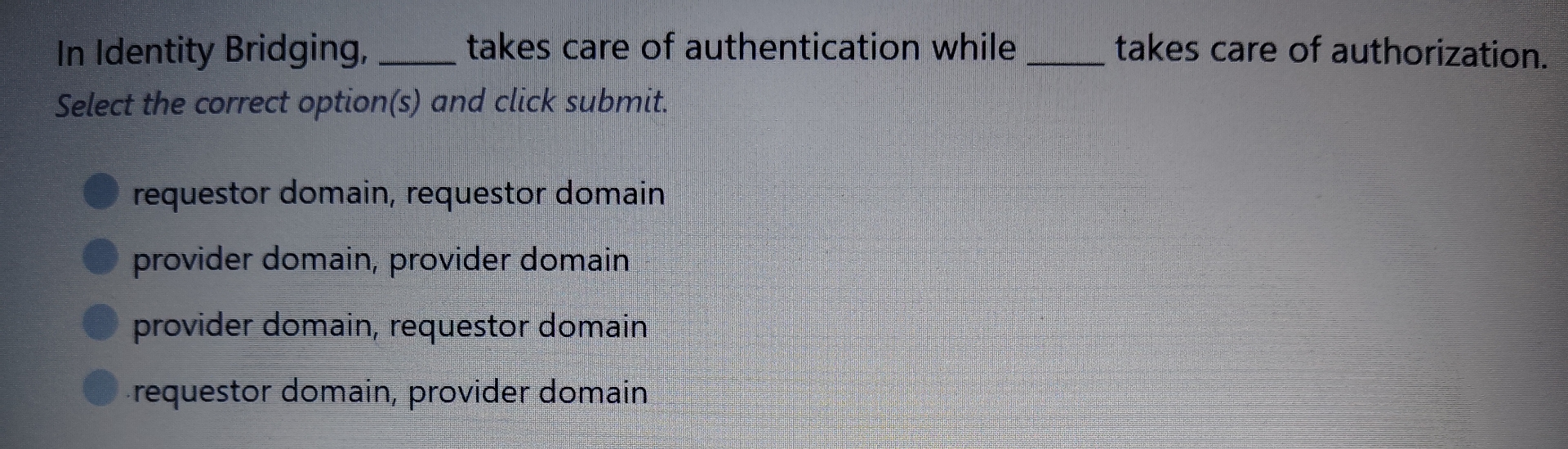 In Identity Bridging, q , takes care of