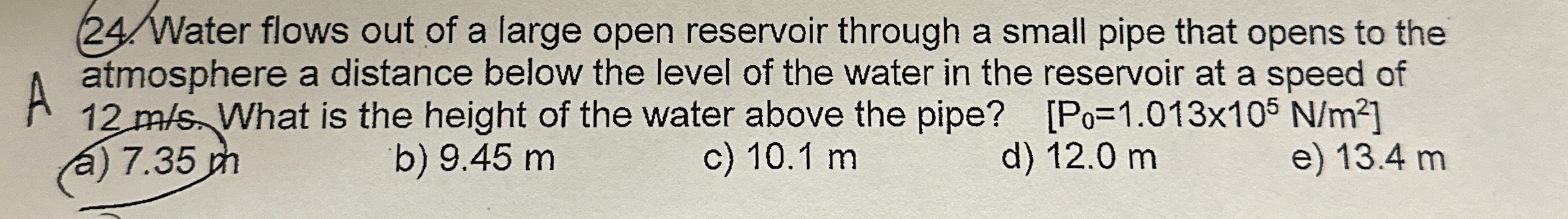 Water flows out of a large open reservoir through