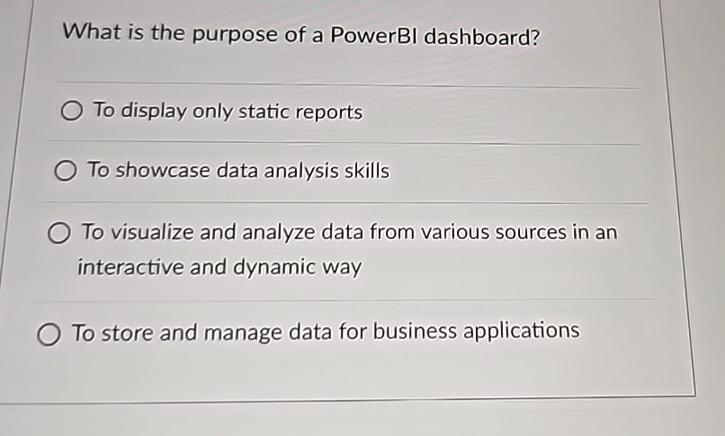 What is the purpose of a PowerBI dashboard? To